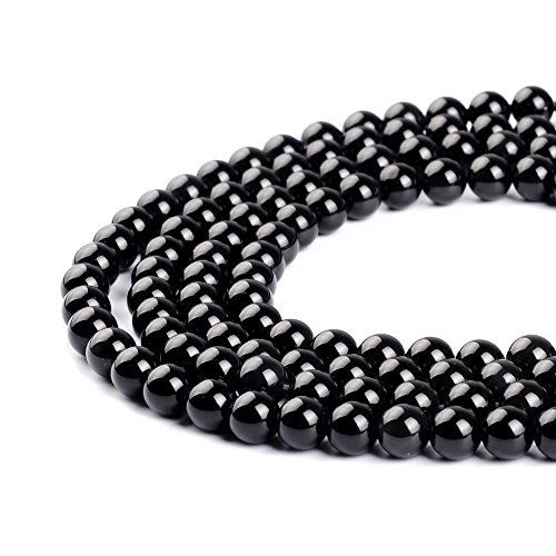 Schwarze Obsidian-Edelsteinperlen, rund, lose Perlen, Natursteinperlen für Schmuckherstellung, 4 mm, 6 mm, 8 mm, 10 mm, 12 mm, 14 mm (10 mm) von DASUGRHWHCDS