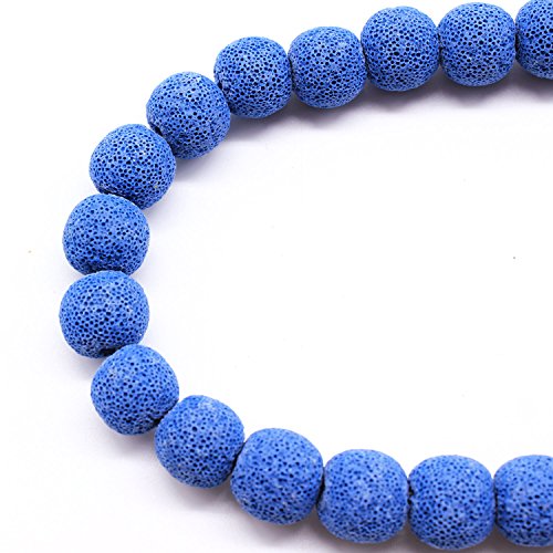 TOP Natürlicher mehrfarbiger vulkanischer Lavastein, rund, lose Steinperlen, DIY für Schmuckherstellung, Armbänder, 38,1 cm, 10 mm, Dunkelblau von DASUGRHWHCDS