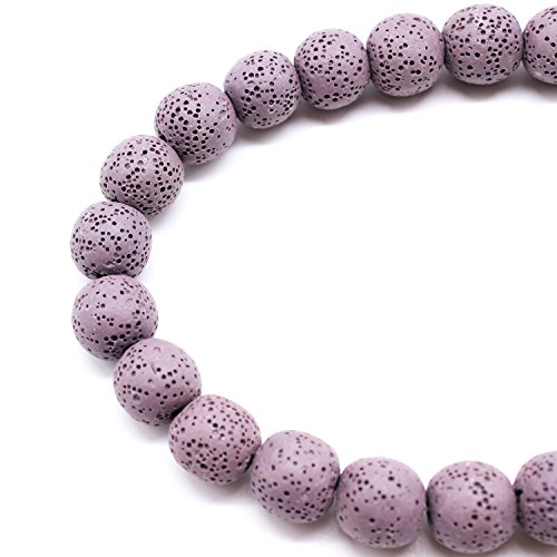 TOP Natürlicher mehrfarbiger vulkanischer Lavastein, rund, lose Steinperlen, DIY für Schmuckherstellung, Armbänder, 38,1 cm, 14 mm, Violett von DASUGRHWHCDS