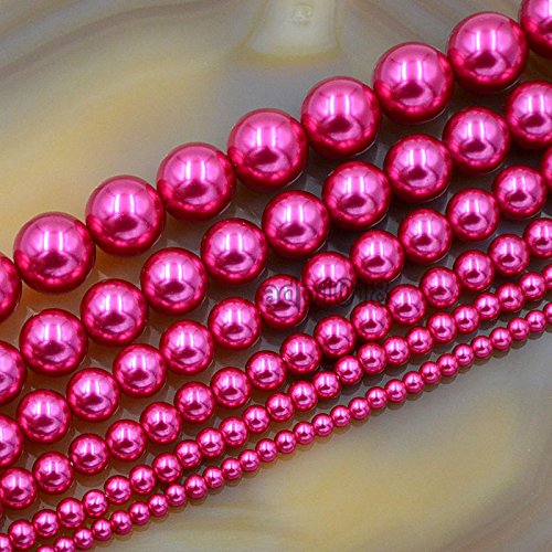 Tschechische Glasperlen, rund, 3 mm, 4 mm, 6 mm, 8 mm, 10 mm, 12 mm (10 mm, helles Fuchsia) von DASUGRHWHCDS