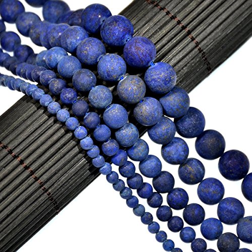 Wunderschöne, natürliche, matte Edelstein-Perlen, rund, lose Perlen, 4–12 mm (6 mm, 06 mattes Lapislazuli) von DASUGRHWHCDS