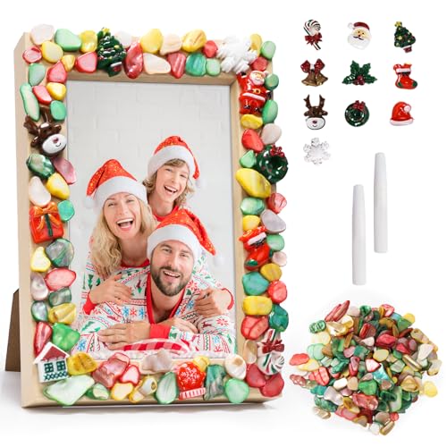 DATIFF Weihnachten Bilderrahmen Bastelset Kinder Weihnachten Holz Fotorahmen Basteln Weihnachten Mosaik DIY Kreativset Weihnachten Holzrahmen Bastelhandwerk Weihnacht Geschenk für Jungen Mädchen von DATIFF