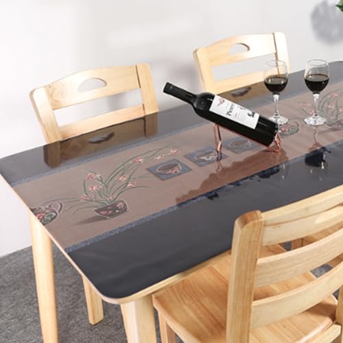 Tischdecke Schwarz Transparent Schutzdecke Glasklar Durchsichtig Klarsichtfolie 1.5mm Stark, Durchsichtige Schutzfolie Hochglanz Folie für Tisch Glasklar aus PVC von DATOZA