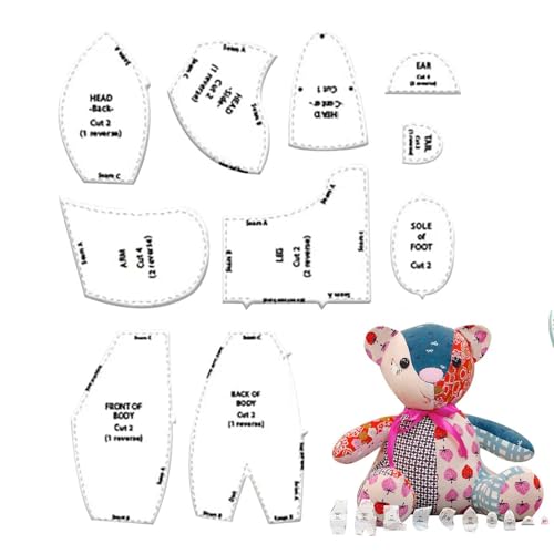 DAWCBVJQ 25,4 cm M-Emory Bear Vorlage Lineal-Set, D IY Acryl Bär Muster Nähen, M-Emory Bär Vorlage Lineal-Set (10 P CS) – mit Anleitung (evtl. nicht in deutscher Sprache), von DAWCBVJQ