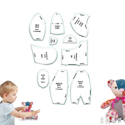 DAWCBVJQ 38,1 cm M-Emory Bear Vorlage Lineal-Set, D IY Acryl Bär Muster Nähen, M-Emory Bär Vorlage Lineal-Set (10 P CS) – mit Anleitung (evtl. nicht in deutscher Sprache), von DAWCBVJQ