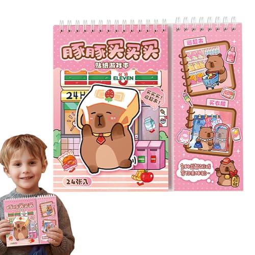 DAWCBVJQ Capybara-Aufkleber für Journaling, niedliche Capybara-Scrapbook-Aufkleber,Capybara Scrapbook Sticker Journaling Sticker - Scrapbooking-Aufkleber mit Cartoon-Szene, niedliche Tieraufkleber mit von DAWCBVJQ