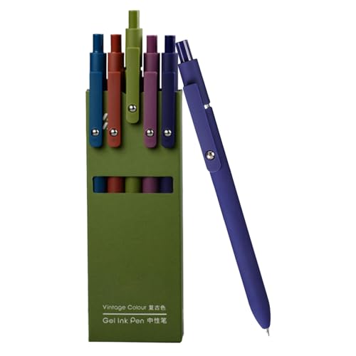 DAWCBVJQ Glatte Gelstifte, Soft-Touch-Barrel Signature Pen – feine Spitze, Set mit 5 einziehbaren, schnell trocknenden Kugelschreibern für Tagebücher, Notizen von DAWCBVJQ