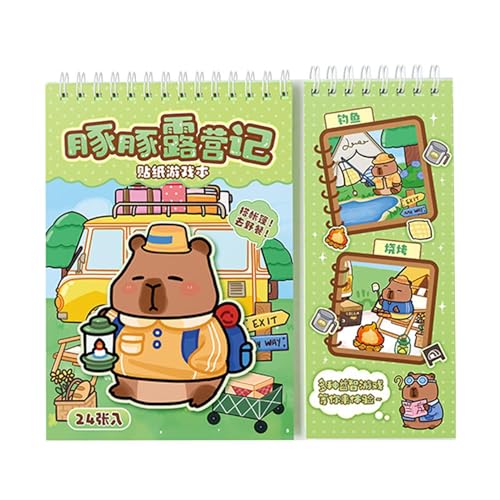 DAWCBVJQ Journal-Aufkleber für Journaling, Capybara-Aufkleber für Journaling | Capybara Scrapbook Sticker Journaling Sticker | Scrapbooking-Aufkleber mit Cartoon-Szene, niedliche Tieraufkleber mit von DAWCBVJQ