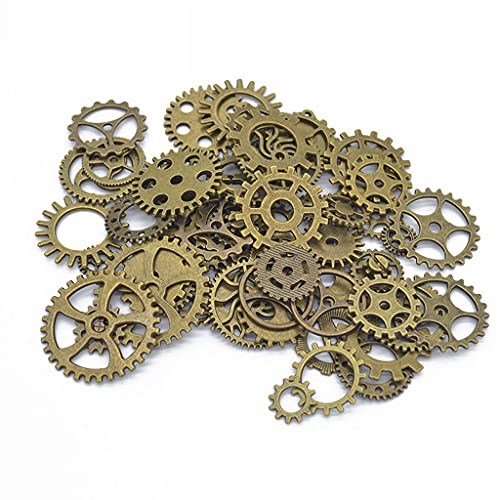 DAWN FLAME, 200 g DIY Antik Metall Steampunk Gear Anhänger Uhr Gear Handwerk Cosplay Halloween Dekoration Schmuckherstellung Zubehör Tropfen Kleber Zubehör (Antik Bronze) von DAWN FLAME