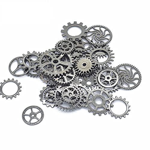 DAWN FLAME 200 g DIY Antik Metall Steampunk Gear Anhänger Uhr Gear Handwerk Cosplay Halloween Dekoration Schmuckherstellung Zubehör Tropfen Kleber Zubehör (Pistole Black) von DAWN FLAME