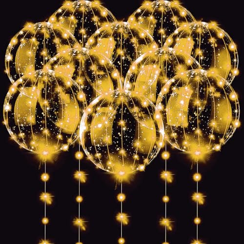 10 Stück 13 Zoll LED Leuchtende Luftballons, Valentinstag Bobo Luftballons LED Lichterkette mit Ballons Valentinstag Bobo Luftballons mit 3m LED klare Luftballons Bobo Helium Ballons von DAWRIS