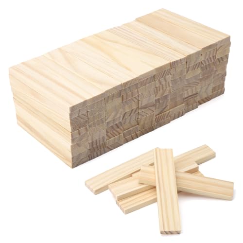 100 Stück bastelholz klötzchen, 100 x 20 x 7mm Holzbausteine Bastelklötzchen holzklötze Holzleiste Holzstäbchen basteln Holz für DIY Projekte und Deko von DAWRIS