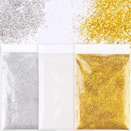 60g Glitzer zum Basteln Glitzerpuder Fein Gold Silber Weiß Weihnachten Basteln Kerzen Glitzerpulver Glitzer Glitzerpulver für Nägel Gesicht Kartenherstellung Handwerk Nagelkunst Feines Handwerk Harz von DAWRIS