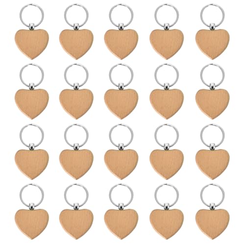 Schlüsselanhänger Holz 20 Stück Schlüsselring Holz Herz Blanko Diy Schlüsselring Holz Holz Blanko Herz Schlüsselring Wooden Keychain Schlüsselring Für Diy Schnitzen, Dekoration, Geschenke, Malen von DAYIsjz