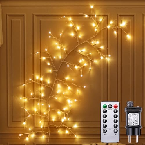 DAYLUMI Lichterkette Zweigstelle Birke, 96 LED Lichterzweige Lichterketten mit Stecker, 8 Modi DIY Lichterbaum für Wanddeko Wohnzimmer Beleuchtete Baum Deko (1 Stück) von DAYLUMI