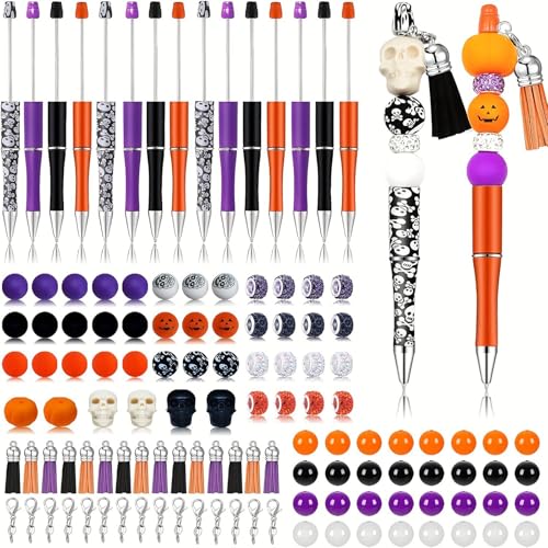 123-teiliges Kugelschreiber-Set mit Halloween-Thema, für Kinder und Erwachsene, Halloween-Geschenk, inklusive Karabinerverschlüsse und Quasten von DAYnagh