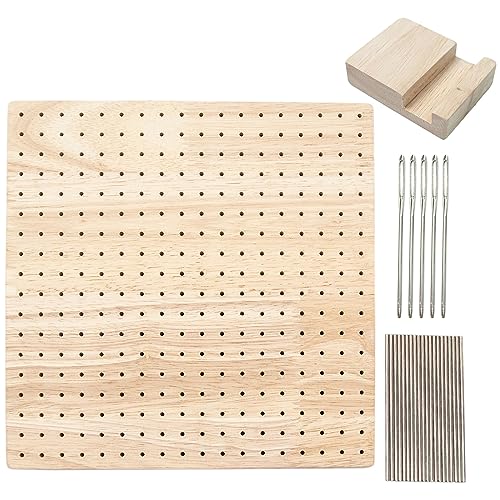 DAYnagh Holz-Häkel-Blockierbrett-Sets mit Edelstahl-Stangennadeln zum Stricken, quadratisches Häkelbrett, Basteln, Liebhaber, Geschenke von DAYnagh