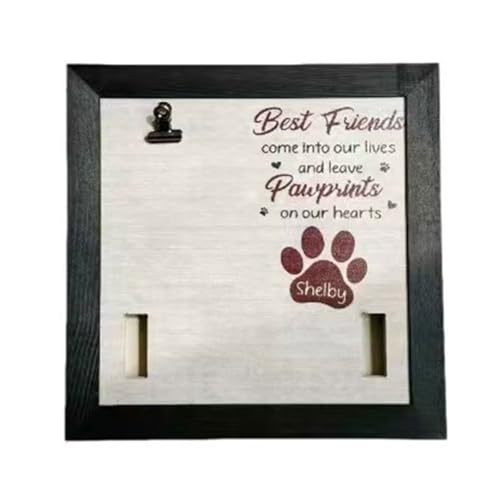 Gedenk-Bilderrahmen für Haustiere, 22,9 x 22,9 cm, Holz, für den Verlust von Hunden, Katzen, Sympathie, Hundehalsband, Souvenir, Fotoschild von DAYnagh