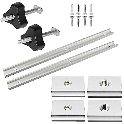 DAZZLEEX Holzbearbeitungs-T-Schienen-Set, Aluminium-T-Nut-Schiene * 2 + M8-Schieber * 2 Schieber + M6-Kunststoffgriff * 2 + Schraube * 8 für Holzbearbeitungswerkzeuge (500 mm) von DAZZLEEX