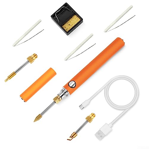 DAZZLEEX Lötkolben-Set, 5 V USB, tragbar, kabellos, elektrisch, Lötkolben, Zinn, Reparatur, Schweißwerkzeuge (Orange) von DAZZLEEX