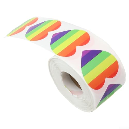 Großpackung mit 500 Aufklebern, Regenbogen-Herz-Etiketten, 3 x 8 cm Durchmesser (02) von DAZZLEEX