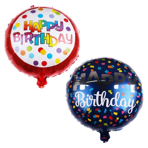 2 Stück Happy Birthday Luftballons, Happy Birthday Folienballons, Geburtstagsdeko, Geburtstagsslogans, Runde Luftballons Für Geburtstags-überraschungsparty-Dekoration von DAZZLUXE