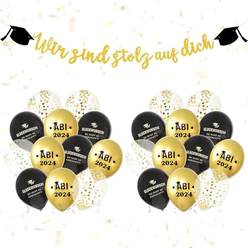 Abschlussfeier Deko 2024,33 Stk Abschluss Deko,ABI 2024 deko,Wir Sind Stolz Auf Dich Banner Abschluss Girlande,Graduation Luftballons,für Abschlussfeier Graduierung Party Foto Requisit von DAZZTIME