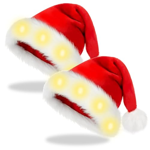 DAZZTIME LED Leuchtende Weihnachtsmütze,Weihnachtsmützen Erwachsene,Weihnachtsmütze Unisex Nikolausmütze mit leuchtendem eignen sich,für Weihnachten Partys Feiertage und Neujahrsgeschenk von DAZZTIME