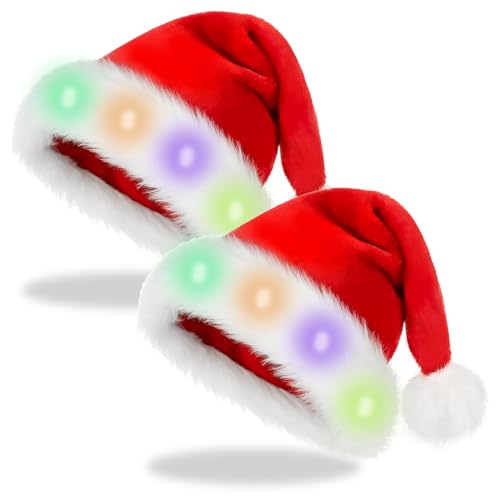 DAZZTIME LED Leuchtende Weihnachtsmütze,Weihnachtsmützen Erwachsene,Weihnachtsmütze Unisex Nikolausmütze mit leuchtendem eignen sich,für Weihnachten Partys Feiertage und Neujahrsgeschenk von DAZZTIME