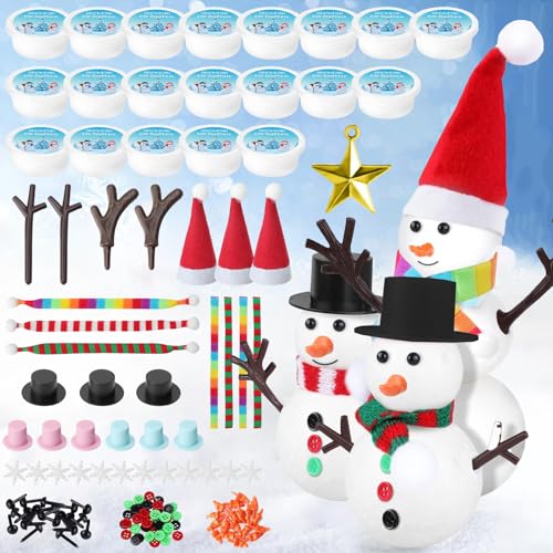 DAZZTIME Schneemann Modelliermasse,20 Stück DIY Schneemann Kit,Weihnachten Schneemann Modelliermasse,Weihnachten Handwerk für Kind,für Mädchen und Jungen,Snowman Set Zum Selbermachen von DAZZTIME