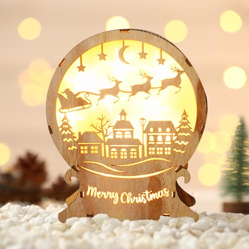 DAZZTIME Weihnachtsdeko Innen,Led Weihnachtsbeleuchtung aus Holz,Weihnachtsbeleuchtung Innen,Led Weihnachtsschmuck Holz, LED Weihnachtsschmuck Holz Licht Weihnachten Deko für Weihnachtsdeko Innen von DAZZTIME