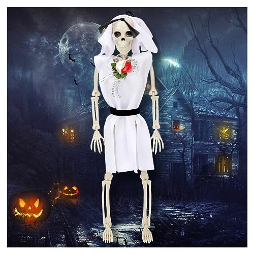 DBAILY Halloween Skelett 40cm Gruselige Bewegliche Skelette Kürbiskopf Skelette Qualität Langlebig Einfach Aufzuhängen Ganzkörper Skelette Mit Beweglichen Gelenken Cool Halloween Skelett Dekoration von DBAILY