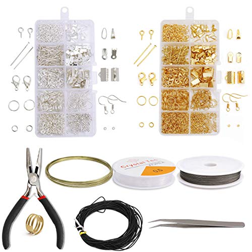 DBAILY Schmuck Reparatur Kits, Schmuckherstellungsset Schmuck Basteln Zubehör Silber Gold DIY Schmuck Basteln mit Zangen Set für Ohrring Armband Halsketten Anfänger von DBAILY