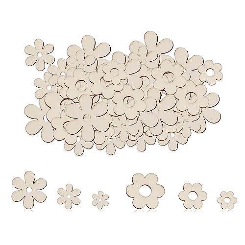 DBALL 300 Stück Holzblumen Tischdeko Holz Streudeko Holz Streuteile Naturholzscheiben zum Basteln für DIY Handwerk Scrapbooking Weihnachtsbaum Anhänger Partydekoration von DBALL