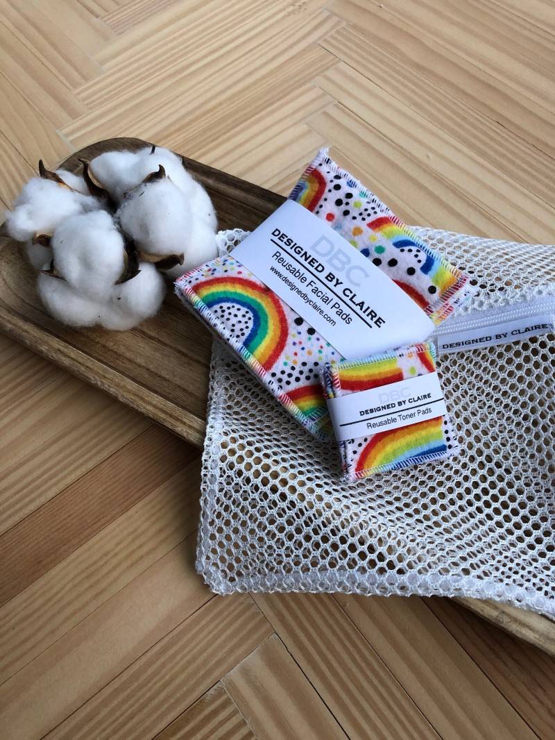 Wiederverwendbare Makeup Entferner Pads, Baumwollrunden, Zero Waste, Umweltfreundlich, Remover Rainbows & Dots, 5Er Pack von DBCDesignedByClaire