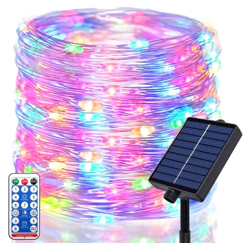 DBFAIRY 30M Solar Lichterkette Aussen, 300LED Lichterkette Solar Außen Wetterfest, 8 Modi Lange Draht Lichterkette Outdoor mit Fernbedienung Timer für Party Hochzeit Deko (Bunt) von DBFAIRY