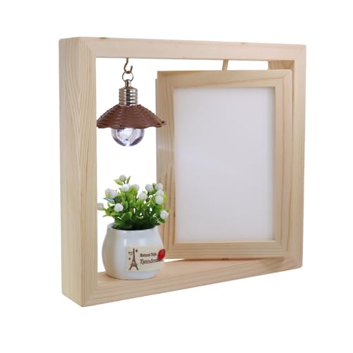 DBOO 360° drehbarer schwebender Bilderrahmen, für 2 vertikale 10 x 15 cm große Bilder, eleganter Dekor-Holz-Bilderrahmen für Wohnzimmer oder Schlafzimmer, Geschenk für Weihnachten, Geburtstag, von DBOO