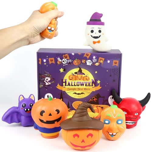 DBPBToU 6er-Pack Halloween Mochi Squishy Toys Set , Halloween Stressball Spielzeug Mitgebsel , Halloween Flummi Party Squeeze Toy Geschenke Kinder von DBPBToU