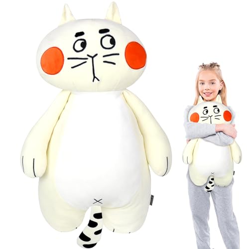 DBPBToU Kuschelkissen Kinder-60 cm Weiche Katze Kuscheltier Kissen, Cute Squishy Plüschtier Katze, Long Seitenschläferkissen Kinder Mädchen, Komfortkissen Kinder für Sofa (Melone essende Katze) von DBPBToU