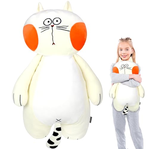 DBPBToU Kuschelkissen Kinder-60 cm Weiche Katze Kuscheltier Kissen, Cute Squishy Plüschtier Katze, Long Seitenschläferkissen Kinder Mädchen, Komfortkissen Kinder für Sofa (Verblüffte Katze) von DBPBToU