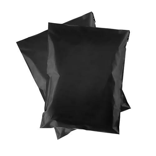 Schwarze Versandtaschen aus Polyethylen, flexible Versandtaschen mit selbstschließendem Verschluss, leicht, 17 x 30 cm, 50 Stück von DC VOLTAGE