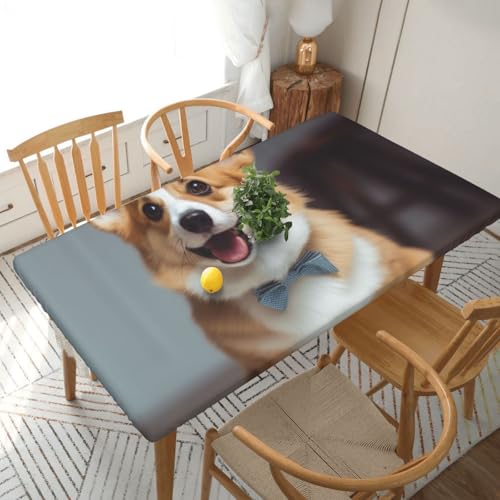 DCARSETCV Rechteckige Tischdecke mit niedlichem Corgi-Kunstdruck und Blumendruck, passend für 152 cm Tisch, Stoff, elastischer Rand, Tischdecke für Küche, Esszimmer, Party, Hochzeit DCARSETCV Rechteckige Tischdecke mit niedlichem Corgi-Kunstdruck und Blumendruck, passend für 152 cm Tisch, Stoff, elastischer Rand, Tischdecke für Küche, Esszimmer, Party, Hochzeit von DCARSETCV