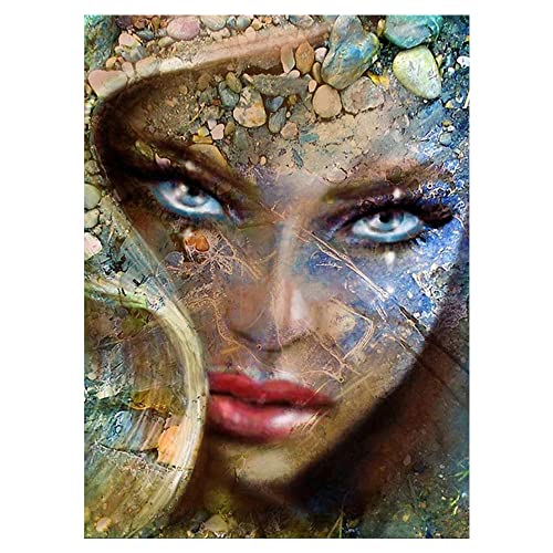 DCIDBEI 40 x 50 cm | 5D DIY Diamond Painting Rund, Abstrakt Diamant Malerei Gaia, Mutter Erde,malen nach zahlen Horror, kreative Freizeit Erwachsene Set Haus Dekoration–Frau aus Stein von DCIDBEI