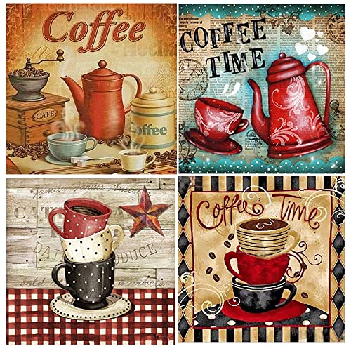 5D 4 Set Diamond Painting Erwachsene 30x30 cm Diamant Painting Kaffee Diamant Painting Bilder Diamant Malerei Set Malen nach Zahlen Kaffe Bastelset Craft Buddy Crystal Art Stickerei Set von DCIDBEI