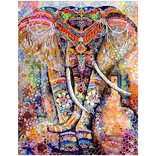 5D DIY Square Diamond Painting Eckige Steine 40x50cm Malen nach Zahlen Erwachsene Perlen Set Diamant Painting Bilder Groß Daiments Painting Diamant Gemälde Malen nach Zahlen Basteln Erwachsene Elefant von DCIDBEI