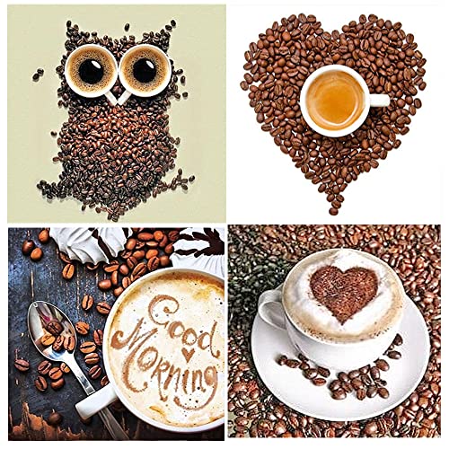 5D Diamond Painting Erwachsene 30x40 cm Diamant Painting Bilder 4 Set Diamond Painting Kaffee Eule Diamant Malerei Malen nach Zahlen Kaffe Craft Buddy Crystal Art Puzzle Strass Stickerei Bilder von DCIDBEI