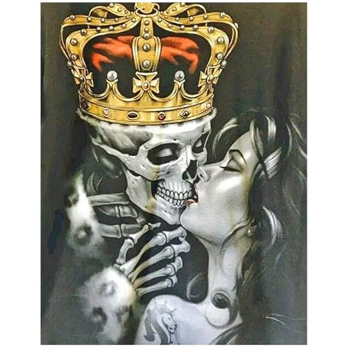 5D Square Diamond Painting Strass Kits Erwachsene 40x50cm Schädel Skull Liebe DIY Großer Stickset Quadratisch Diamant Malerei Gemälde set Bilder Mosaik Kreuzstich aus Perlen für Heimwanddekoration von DCIDBEI