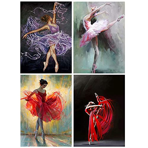 DCIDBE 30 x 40 cm | DIY 4 Set 5D Diamond Painting rund/Diamant Stickerei Ballet für Damen Mädchen Dekoration Wand zu Hause Geschenk für Frau/Schwester/Hochzeit/Geburtstag-ballerina von DCIDBEI