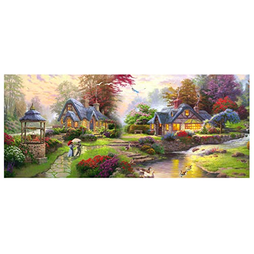 DCIDBEI 110 x 50 cm 5D DIY Diamantmalerei Rund, Diamond Painting großes Format Landschaft, Diamant Puzzle, kreative Hobbys Erwachsene Kunst ||| europäisches Landhaus von DCIDBEI