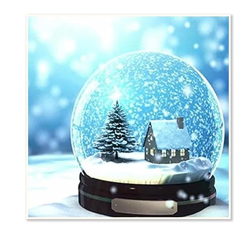 DCIDBEI 30 x 30 cm DIY Diamant-Stickerei Kristall Ball, 5D Rund Diamond Painting Landschaft Schnee, Diamant Painting Bilder Weihnachtsbaum, kreatives Freizeit-Set für Erwachsene, Geschenke für Kinder von DCIDBEI